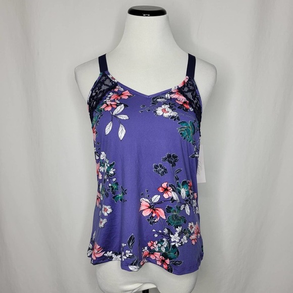 ✨ SALE Linea Donatella Lainie Trellis Sleep Cami Purple Floral NWT Size Small - Picture 2 of 7